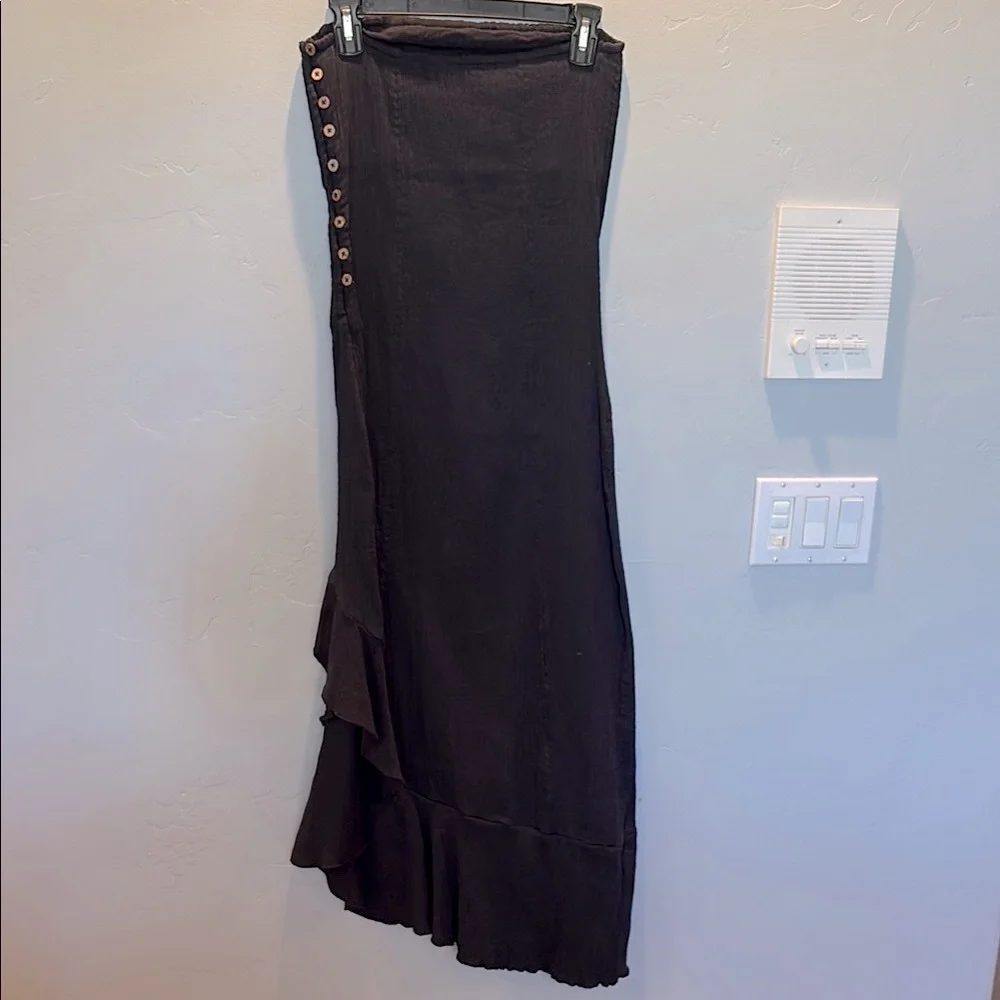 Free People Black Asymmetrical Ruffle High-Low Dress